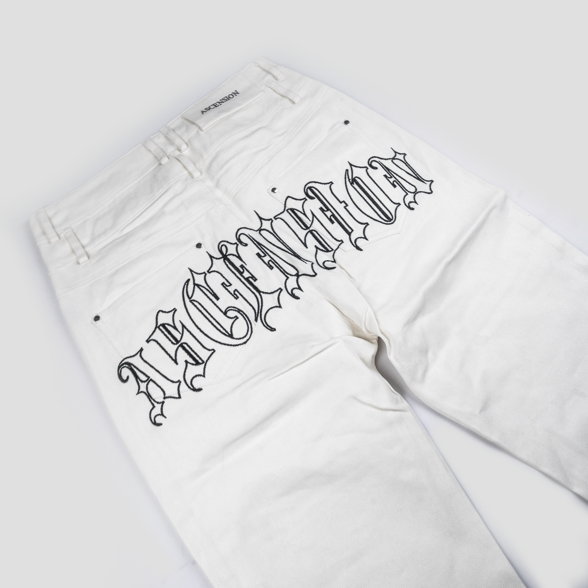 WHITE WAX DENIM PANTS